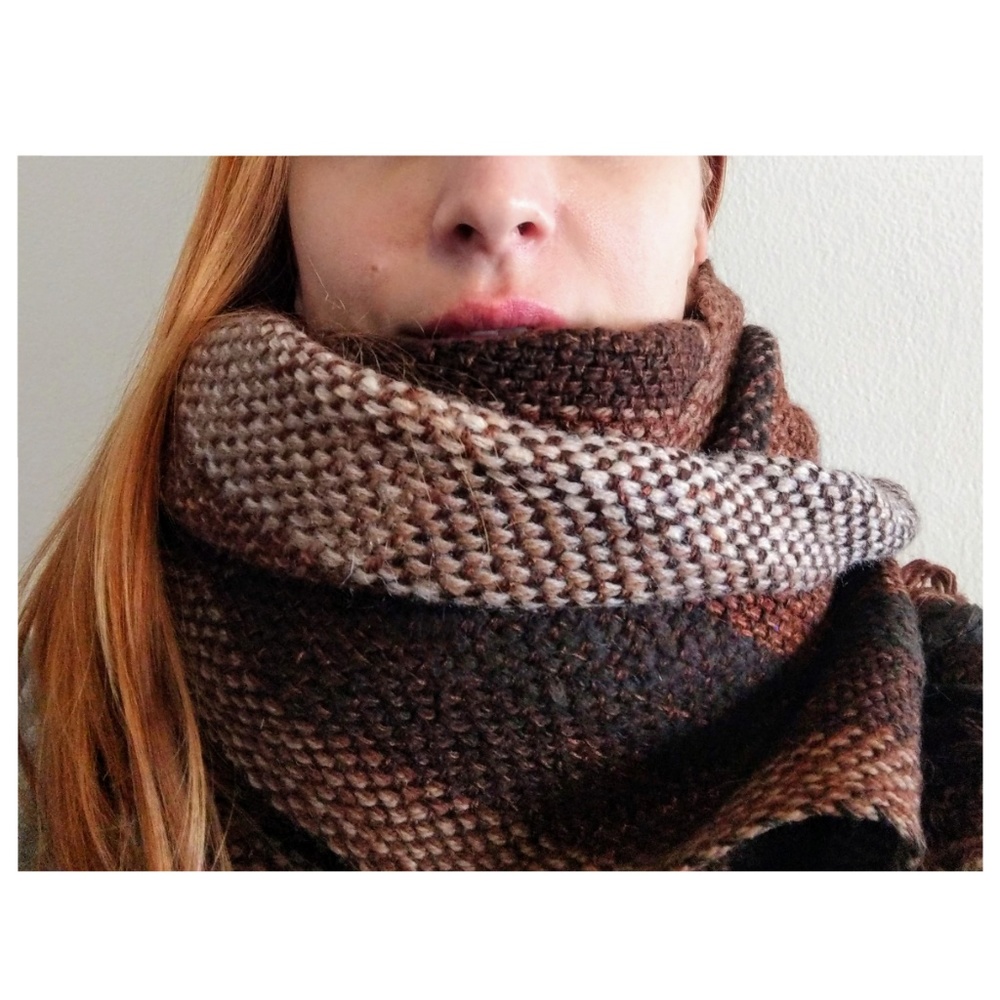 Pure Wool, Super Warm Striped 84" Handmade Scarf